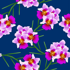 Naklejka na ściany i meble Vanda Miss Joaquim Orchid. Singapore National Flower. on Indigo Blue Background.