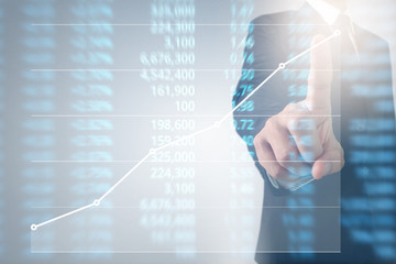 Fototapeta na wymiar Analysing illustrated chart stock market financial data on screen