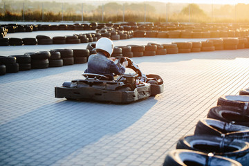 Karting competition or racing cars riding for victory on a racetrack © 4Max