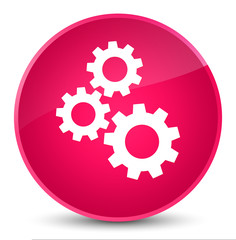 Gears icon elegant pink round button