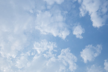 Blue sky with clouds and sun.