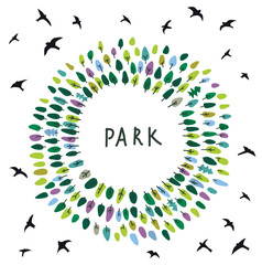 Park emblem on the card with trees