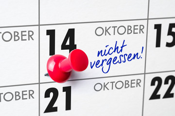 Wandkalender - 14. Oktober