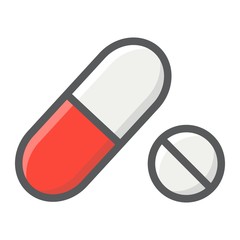 Pills filled outline icon, medicine and healthcare, drug sign vector graphics, a colorful line pattern on a white background, eps 10.