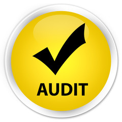 Audit (validate icon) premium yellow round button