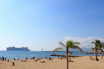 Beautiful beach in Cannes, France 