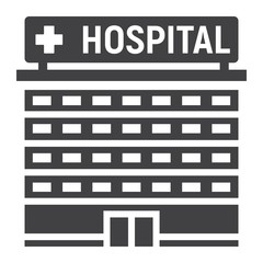 Hospital building glyph icon, medicine and healthcare, architecture sign vector graphics, a solid pattern on a white background, eps 10.