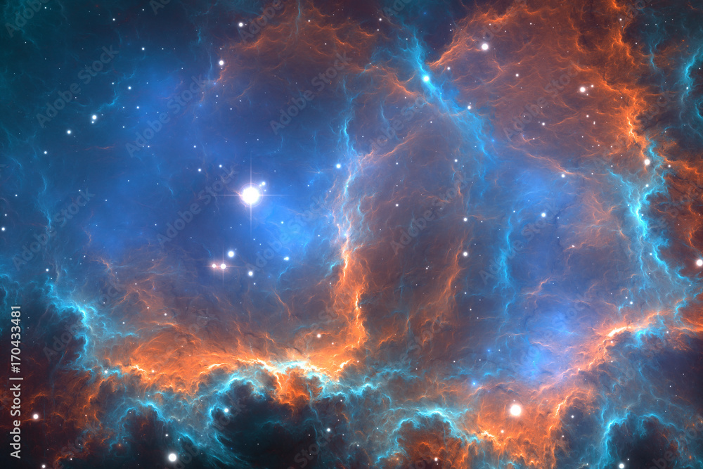 Wall mural abstract space nebula background, for use with projects on science, research, and education. 3d illu