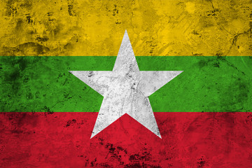 Flag of the Myanmar (Burma) close up