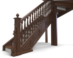 Wooden staircase with thread