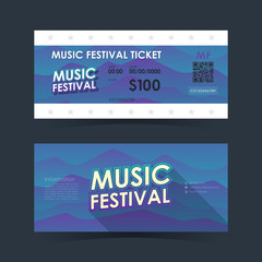 Naklejka premium Music festival ticket Card. Mountain element template for graphics design. Vector illustration.