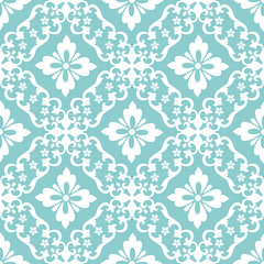 Vector damask seamless pattern background. Classical luxury old fashioned damask ornament, royal victorian seamless texture for wallpapers, textile, wrapping. Exquisite floral baroque template.