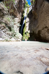 Fototapeta premium Impressive gorgeous waterfall with long exposure photography