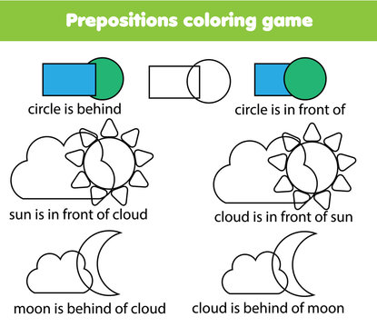 Children Educational Game. Learning Prepositions