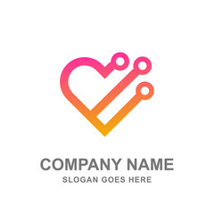 Abstract Network Technology Love Logo Vector 