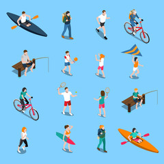 Summer Outdoor Activity People Icon Set