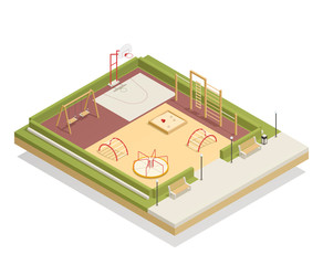 Kids Playground Isometric Mockup