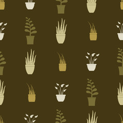 Seamless pattern with house plants icons for your design