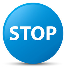 Stop cyan blue round button