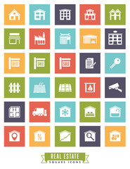 Real estate square color icons