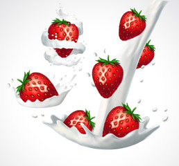Strawberries and milk splash