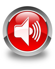 Volume icon glossy red round button