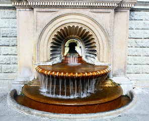 Bollente of Acqui Terme. Natural source of thermal water, coming out of rock at 75 degrees with a...