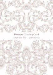 Luxury Baroque card ornament background Vector. Rich imperial intricate elements. Victorian Royal style pattern
