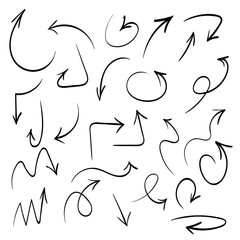 Arrows and abstract shapes doodle writing design vector set