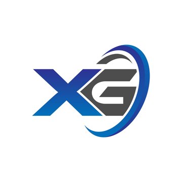 vector initial logo letters xg with circle swoosh blue gray