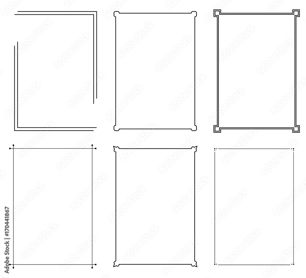 Poster set of frame border line page vector vintage simple vertical