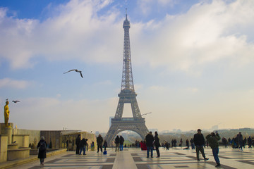 Obraz na płótnie Canvas Partly Cloudy Eiffel Tower
