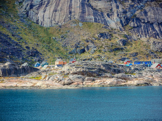 The Prins Christian Sund in Greenland, ice floes and glaciers