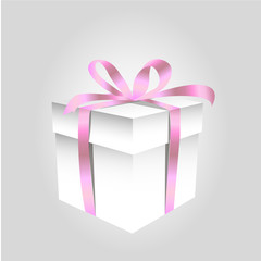 Square Gift Box with Ribbon and Isolated on Background