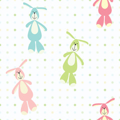 vector seamless baby pattern with toy bunnies