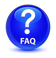 Faq (question icon) glassy blue round button