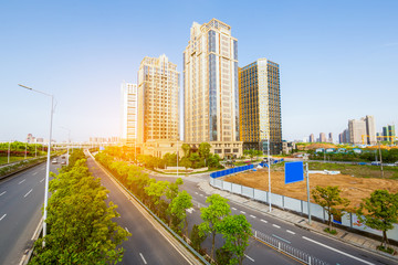 The century avenue of street scene in shanghai Lujiazui,China.