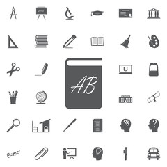 Dictionary icon vector, filled flat sign, solid white pictogram. Symbol, logo illustration. Pixel perfect Education set