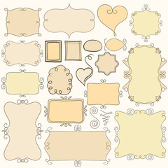 Collection of decorative hand drawn frames sketchy scalloped notebook doodles ornamental