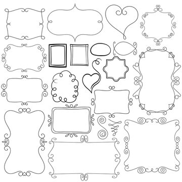Collection of decorative hand drawn frames sketchy scalloped notebook doodles ornamental