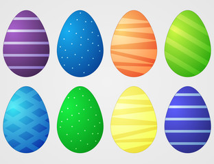 Easter eggs for Easter holidays design on grey background.