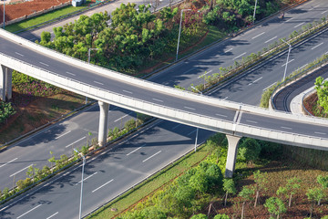 shanghai elevated road junction and interchange overpass at night