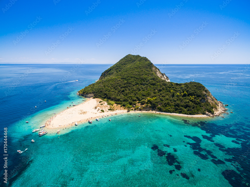 Wall mural aerial view of marathonisi island in zakynthos (zante) island, in greece