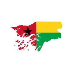 Guinea-Bissau map and flag