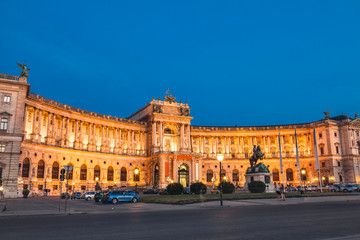 Fototapeta na wymiar Hofburg palace at night in Vienna