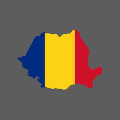 Romania flag and map