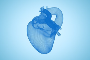 Composite image of vector image of blue 3d human heart 