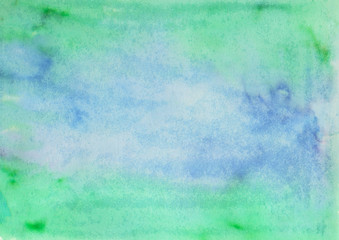 Abstract hand painted watercolor background. Decorative chaotic colorful texture for design. Hand drawn picture on paper. Handmade overlay backdrop.