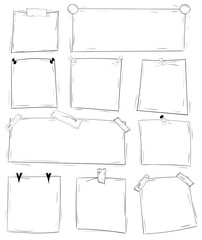 hand drawn sketch paper notes in vector illustration set