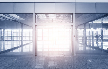 Glass wall in the office building